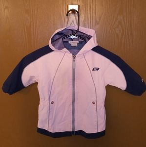 REEBOK TODDLER GIRLS PINK/BLUE RAINCOAT WINDBREAKER w/HOOD - 18M
